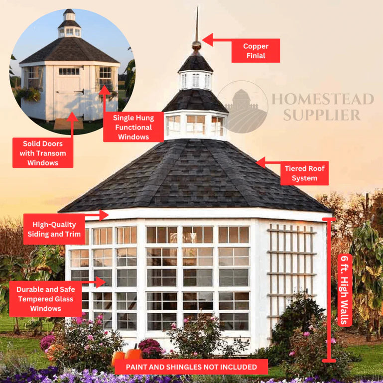 Garden Shed Greenhouse 12*12  By Little Cottage Co.
